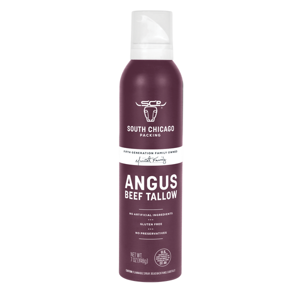 Bottle of South Chicago Packing Angus Beef Tallow on a white background