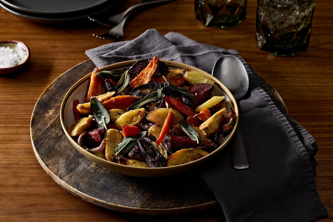 Tallow-Roasted Root Vegetables with Crispy Sage